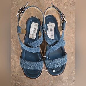MICHAEL Michael KorsLynn Leather Buckled Espadrille Sandals.  (Size 7)